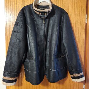 Kristen Blake Faux Suede Plush Lined Jacket 1XL Black